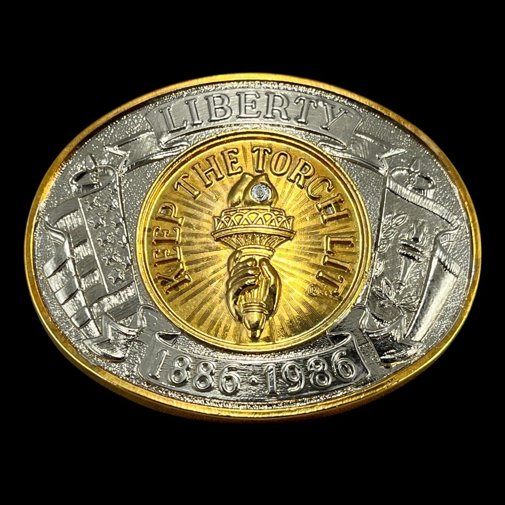 Belt Buckle 1982 Statue of Liberty Weingeroff Keep The Torch Lit Centennial